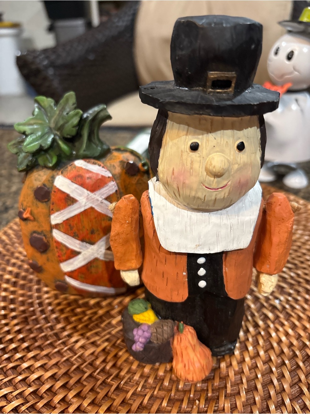 Pilgrim Figurine - Orange carved pineapple Fall Table Accent